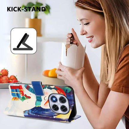 Christmas Series Buckle Leather Phone Case with Hand Strap, For Redmi Note 14 Pro 5G / Note 14 Pro+ 5G, For Redmi Note 14 5G Global, For Redmi Note 14 Pro 4G Global, For Redmi Note 14 4G 163.25mm