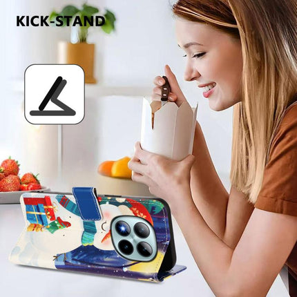 Christmas Series Buckle Leather Phone Case with Hand Strap, For Redmi Note 15 Pro+ 5G Global 163.3mm, For Redmi Note 15 5G Global 164mm, For Redmi 15C 5G / 4G EU 173mm / Poco C85 5G, For Xiaomi Poco M7 4G 169mm