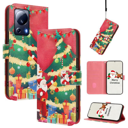 Christmas Series Buckle Leather Phone Case with Hand Strap, For Xiaomi 13 Ultra, For Xiaomi Civi 3 5G, For Xiaomi Poco C55 / Redmi 11A, For Xiaomi 13 Lite 5G / Civi 2