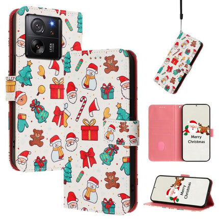 Christmas Series Buckle Leather Phone Case with Hand Strap, For Xiaomi 14 Ultra 5G, For Xiaomi 14 Pro 5G, For Xiaomi 14 5G, For Xiaomi 13T / 13T Pro / Redmi K60 Ultra 5G