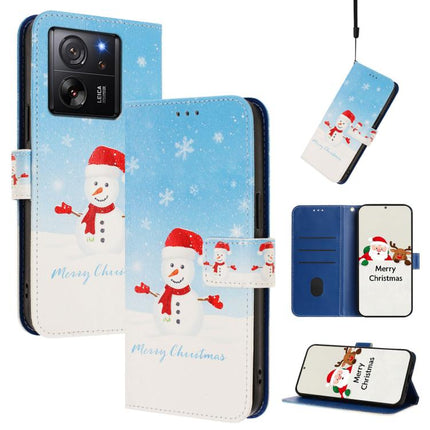 Christmas Series Buckle Leather Phone Case with Hand Strap, For Xiaomi 14 Ultra 5G, For Xiaomi 14 Pro 5G, For Xiaomi 14 5G, For Xiaomi 13T / 13T Pro / Redmi K60 Ultra 5G