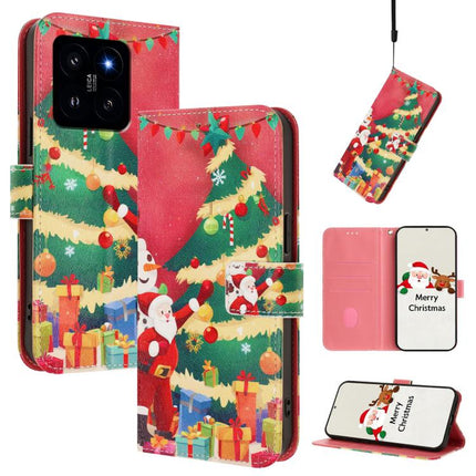 Christmas Series Buckle Leather Phone Case with Hand Strap, For Xiaomi 14 Ultra 5G, For Xiaomi 14 Pro 5G, For Xiaomi 14 5G, For Xiaomi 13T / 13T Pro / Redmi K60 Ultra 5G