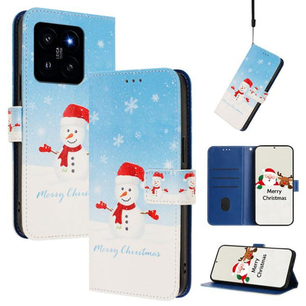 Christmas Series Buckle Leather Phone Case with Hand Strap, For Xiaomi 14 Ultra 5G, For Xiaomi 14 Pro 5G, For Xiaomi 14 5G, For Xiaomi 13T / 13T Pro / Redmi K60 Ultra 5G