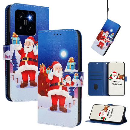 Christmas Series Buckle Leather Phone Case with Hand Strap, For Xiaomi 14 Ultra 5G, For Xiaomi 14 Pro 5G, For Xiaomi 14 5G, For Xiaomi 13T / 13T Pro / Redmi K60 Ultra 5G