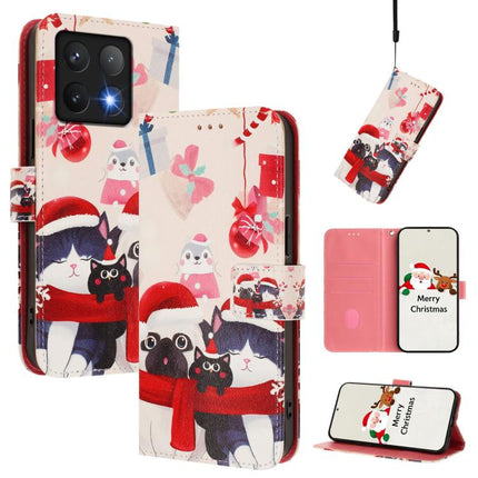 Christmas Series Buckle Leather Phone Case with Hand Strap, For Xiaomi 15 Pro, For Xiaomi 15, For Xiaomi 14T Pro 5G, For Xiaomi 14T 5G