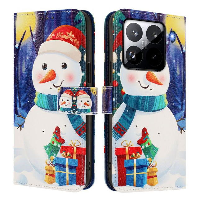 Christmas Series Buckle Leather Phone Case with Hand Strap, For Xiaomi 15 Pro, For Xiaomi 15, For Xiaomi 14T Pro 5G, For Xiaomi 14T 5G