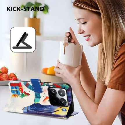 Christmas Series Buckle Leather Phone Case with Hand Strap, For Xiaomi 15 Pro, For Xiaomi 15, For Xiaomi 14T Pro 5G, For Xiaomi 14T 5G