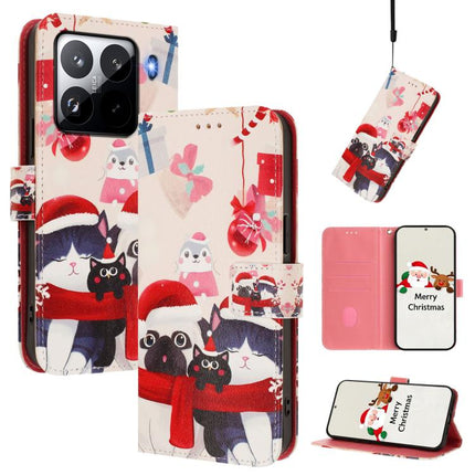 Christmas Series Buckle Leather Phone Case with Hand Strap, For Xiaomi 15 Pro, For Xiaomi 15, For Xiaomi 14T Pro 5G, For Xiaomi 14T 5G