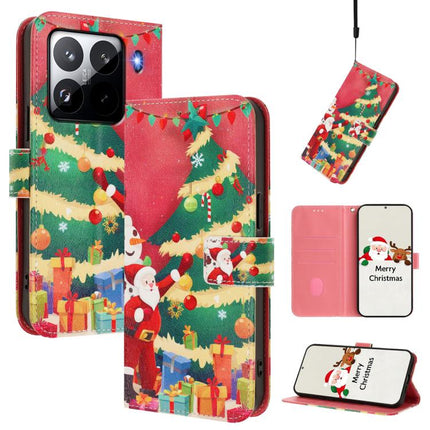Christmas Series Buckle Leather Phone Case with Hand Strap, For Xiaomi 15 Pro, For Xiaomi 15, For Xiaomi 14T Pro 5G, For Xiaomi 14T 5G