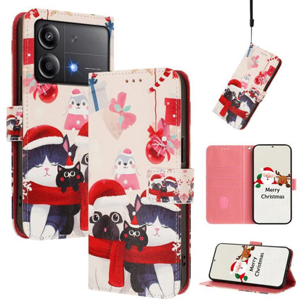 Christmas Series Buckle Leather Phone Case with Hand Strap, For Xiaomi Poco F6 5G, For Xiaomi Poco F6 Pro 5G, For Xiaomi Poco X6 Neo 5G, For Xiaomi Poco X6 Pro