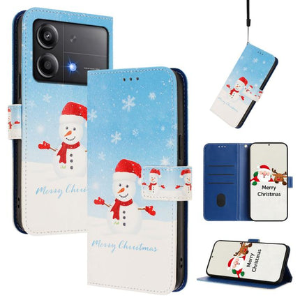 Christmas Series Buckle Leather Phone Case with Hand Strap, For Xiaomi Poco F6 5G, For Xiaomi Poco F6 Pro 5G, For Xiaomi Poco X6 Neo 5G, For Xiaomi Poco X6 Pro