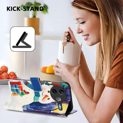 Christmas Series Buckle Leather Phone Case with Hand Strap, For Xiaomi Poco F7 Ultra / Redmi K80 Pro, For Xiaomi Poco F7 Pro / Redmi K80, For Xiaomi 15 Ultra, For Xiaomi Poco X7 Pro 5G / Redmi Turbo 4