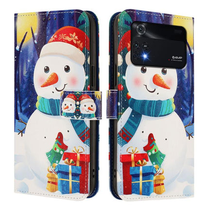 Christmas Series Buckle Leather Phone Case with Hand Strap, For Xiaomi Poco M4 Pro 4G, For Xiaomi Poco X4 Pro 5G