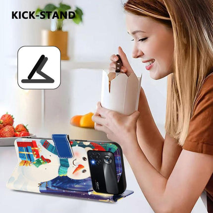 Christmas Series Buckle Leather Phone Case with Hand Strap, For Xiaomi Poco M4 Pro 4G, For Xiaomi Poco X4 Pro 5G