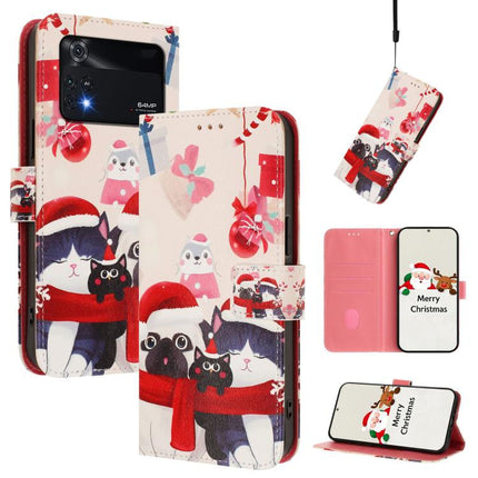 Christmas Series Buckle Leather Phone Case with Hand Strap, For Xiaomi Poco M4 Pro 4G, For Xiaomi Poco X4 Pro 5G