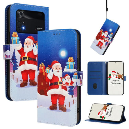 Christmas Series Buckle Leather Phone Case with Hand Strap, For Xiaomi Poco M4 Pro 4G, For Xiaomi Poco X4 Pro 5G