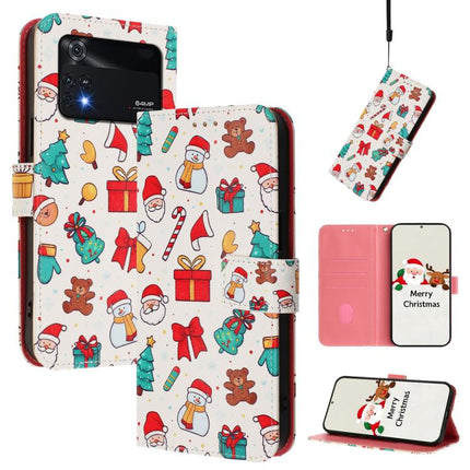 Christmas Series Buckle Leather Phone Case with Hand Strap, For Xiaomi Poco M4 Pro 4G, For Xiaomi Poco X4 Pro 5G