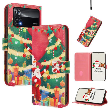 Christmas Series Buckle Leather Phone Case with Hand Strap, For Xiaomi Poco M4 Pro 4G, For Xiaomi Poco X4 Pro 5G