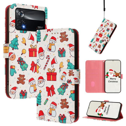 Christmas Series Buckle Leather Phone Case with Hand Strap, For Xiaomi Poco M4 Pro 4G, For Xiaomi Poco X4 Pro 5G