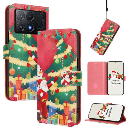 Christmas Series Buckle Leather Phone Case with Hand Strap, For Xiaomi Poco F6 5G, For Xiaomi Poco F6 Pro 5G, For Xiaomi Poco X6 Neo 5G, For Xiaomi Poco X6 Pro