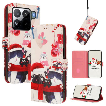 Christmas Series Buckle Leather Phone Case with Hand Strap, For Xiaomi 15T Pro 5G, For Xiaomi 15T 5G, For Xiaomi 15S Pro 5G, For Xiaomi Poco F7 / Redmi Turbo 4 Pro