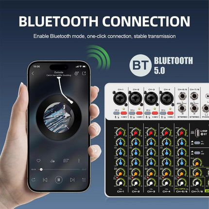 DEBRA V8 8-Channels Audio Mixer Live Recording Reverb, V8, 8V4