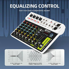 DEBRA V8 8-Channels Audio Mixer Live Recording Reverb