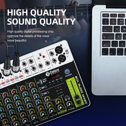 DEBRA V8 8-Channels Audio Mixer Live Recording Reverb, V8, 8V4
