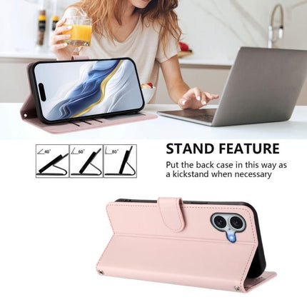 Embossed Heart Cat Leather Phone Case with Hand Strap, For iPhone 16, For iPhone 15 Pro Max