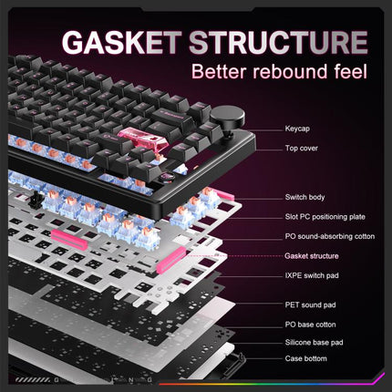 ONIKUMA MT706 81-Keys Hot Swappable Triple Mode Mechanical Keyboard, MT706
