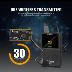 DEBRA DV-02 Wireless Lavalier Microphone TX & 2RX Outdoor Interview Live Broadcast