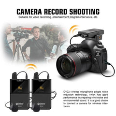 DEBRA DV-02 Wireless Lavalier Microphone TX & 2RX Outdoor Interview Live Broadcast