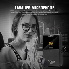 DEBRA DV-02 Wireless Lavalier Microphone TX & 2RX Outdoor Interview Live Broadcast