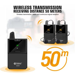 DEBRA DV-02 Wireless Lavalier Microphone TX & 2RX Outdoor Interview Live Broadcast