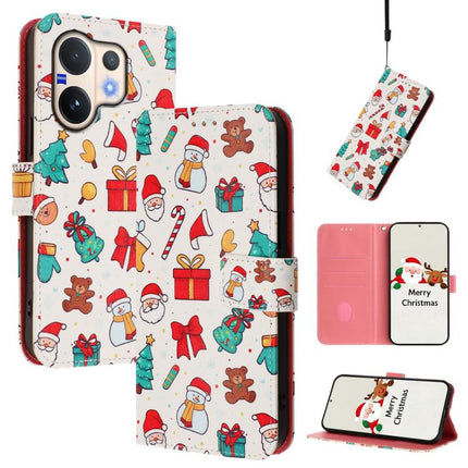 Christmas Series Buckle Leather Phone Case with Hand Strap, For vivo Y400 5G, For vivo V60 5G