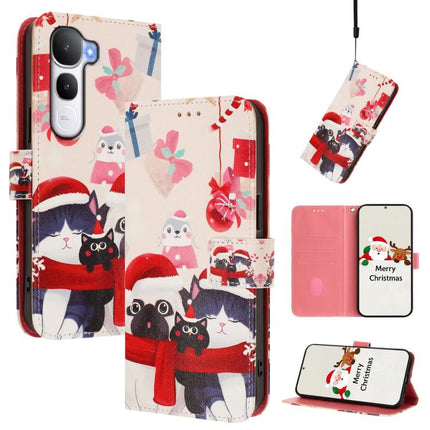 Christmas Series Buckle Leather Phone Case with Hand Strap, For vivo Y400 5G, For vivo V60 5G