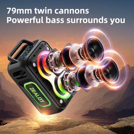 Zealot PT02 60W Portable Outdoor RGB Colorful Light Stereo Bluetooth Speaker, PT02