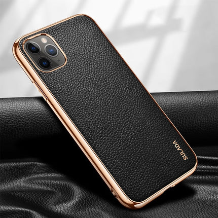 SULADA Litchi Texture Leather Electroplated Shckproof Protective Case, For iPhone 11 Pro, For iPhone 11, For iPhone 11 Pro Max
