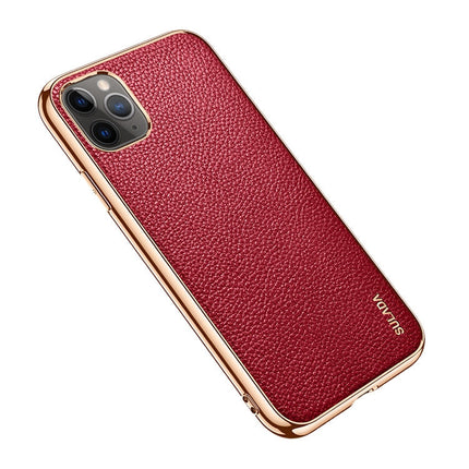SULADA Litchi Texture Leather Electroplated Shckproof Protective Case, For iPhone 11 Pro, For iPhone 11, For iPhone 11 Pro Max