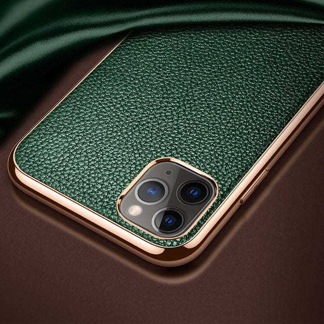 SULADA Litchi Texture Leather Electroplated Shckproof Protective Case, For iPhone 11 Pro, For iPhone 11, For iPhone 11 Pro Max