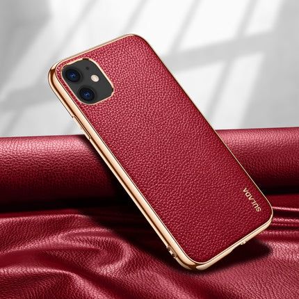 SULADA Litchi Texture Leather Electroplated Shckproof Protective Case, For iPhone 11 Pro, For iPhone 11, For iPhone 11 Pro Max