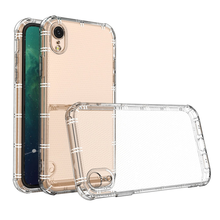 For iPhone XR Straight Edge Dual Bone-bits Shockproof TPU Clear Case