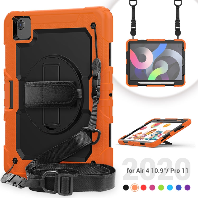 Shockproof Colorful Silicone + PC Protective Case with Holder & Shoulder Strap & Hand Strap & Pen Slot, For iPad Air 2022 / 2020 10.9, For Samsung Galaxy Tab A7 (2020) T500/T505