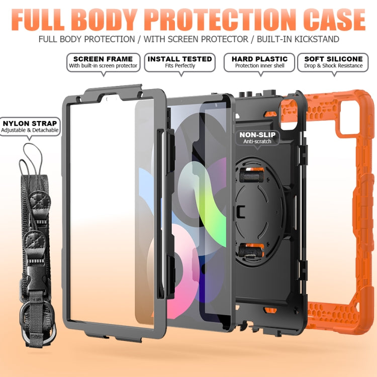 Shockproof Colorful Silicone + PC Protective Case with Holder & Shoulder Strap & Hand Strap & Pen Slot, For iPad Air 2022 / 2020 10.9, For Samsung Galaxy Tab A7 (2020) T500/T505