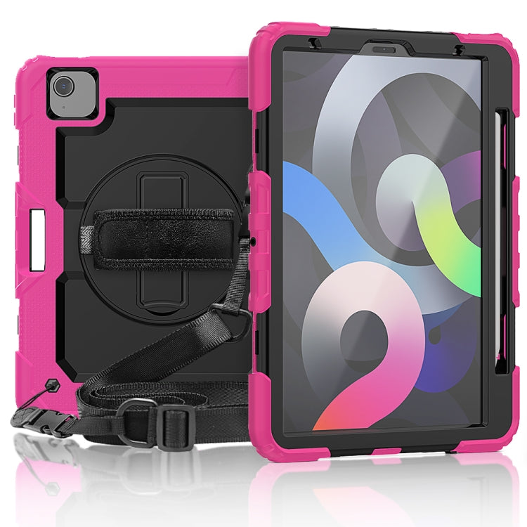 Shockproof Colorful Silicone + PC Protective Case with Holder & Shoulder Strap & Hand Strap & Pen Slot, For iPad Air 2022 / 2020 10.9, For Samsung Galaxy Tab A7 (2020) T500/T505