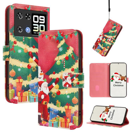 Christmas Series Buckle Leather Phone Case with Hand Strap, For Cubot A40, For Cubot P90