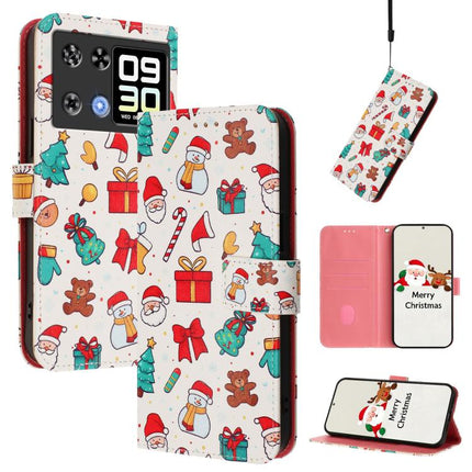 Christmas Series Buckle Leather Phone Case with Hand Strap, For Cubot A40, For Cubot P90