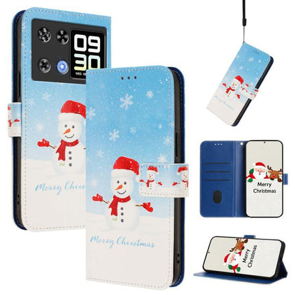 Christmas Series Buckle Leather Phone Case with Hand Strap, For Cubot A40, For Cubot P90