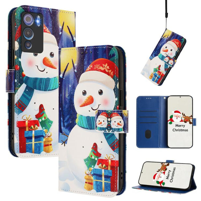 Christmas Series Buckle Leather Phone Case with Hand Strap, For Doogee N60 Pro