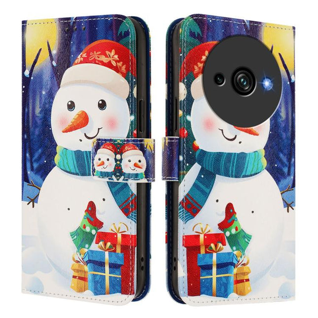 Christmas Series Buckle Leather Phone Case with Hand Strap, For Oukitel C59 / C59 Pro